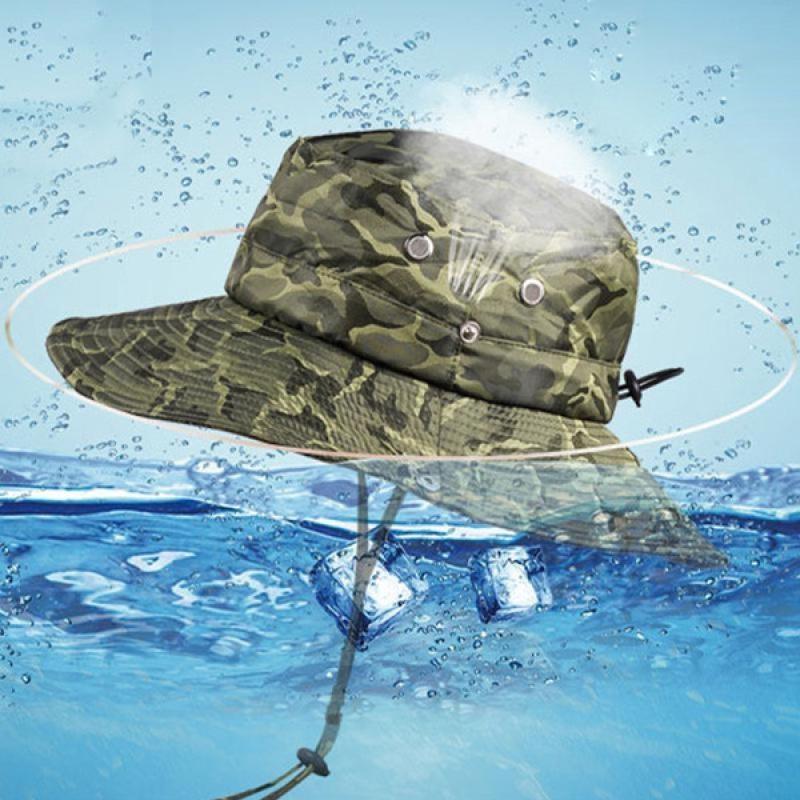 Panama-Kappe für Herren, atmungsaktiv, schnelltrocknend, Sonnenschutz, Anti-UV, Angeln, Camping, Camouflage, Fischerhut