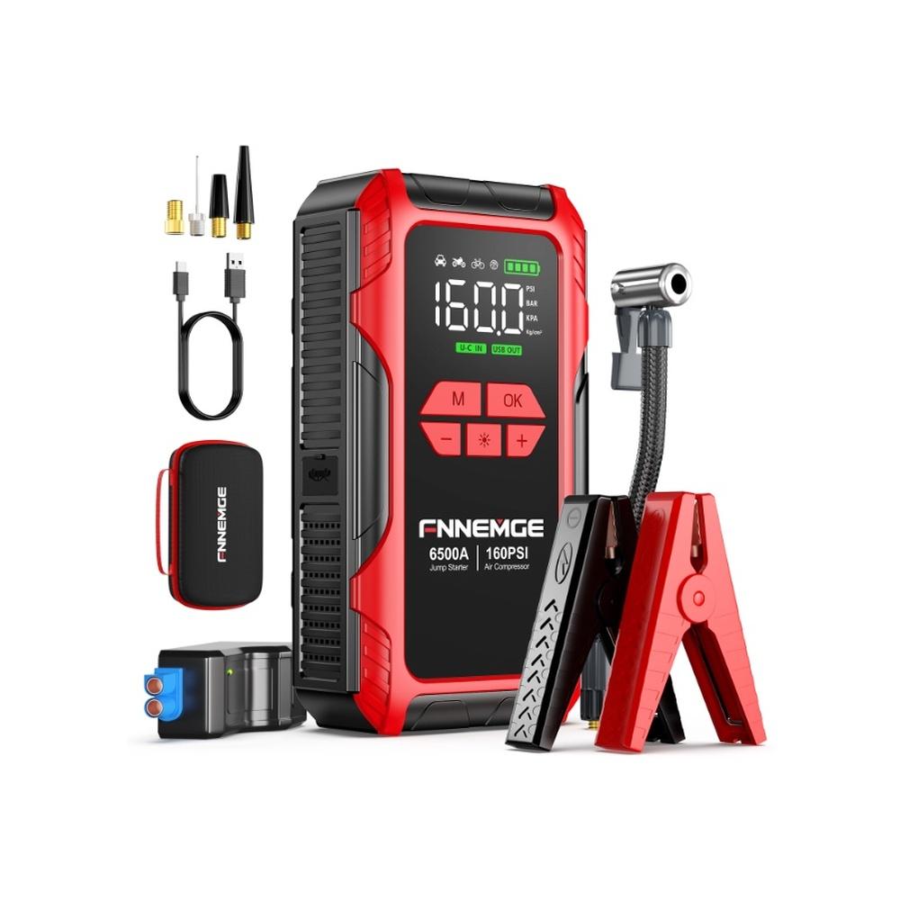 

4-in-1 Portable 6500A Jump Starter with Air Compressor 26800mAh Car Battery Jumper Starter 12V(for All Gasoline Vehicles/10.0L Diesel Vehicles) 160PS
