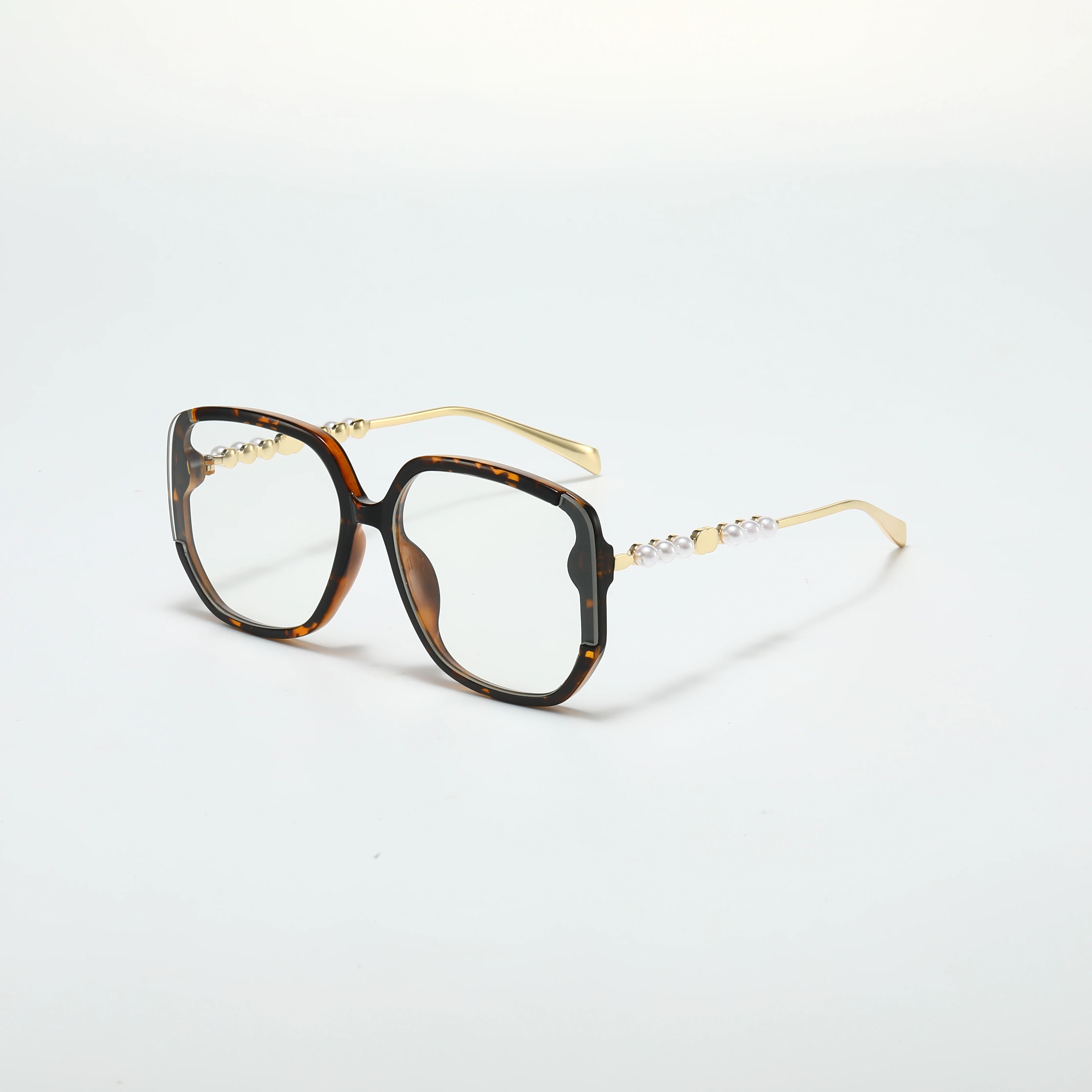 

Ladies Anti-Blue Light Glasses with Pearl Accessories Fashionable Trendy Style Optical Eyewear for Women коричневый