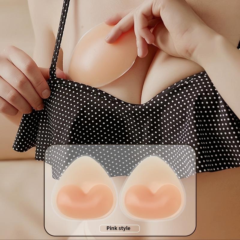 2Pcs Chest Sticky Bra For Bikini Thicken Sponge Bra Pads Breast Push Up Silicone Removeable Inserts Swimsuit Invisible Bra