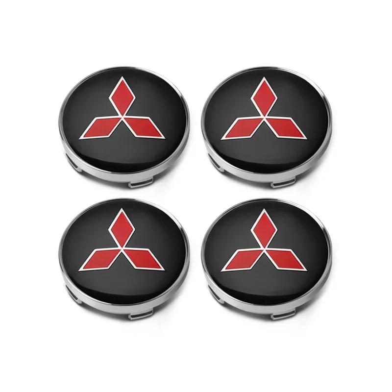 4ks 56mm+60mm Krytky středů kol pro auto, Poklice ráfku, Samolepky s emblémem Pro Mitsubishi Pajero Asx Lancer Outlander 3 l200 Příslušenství