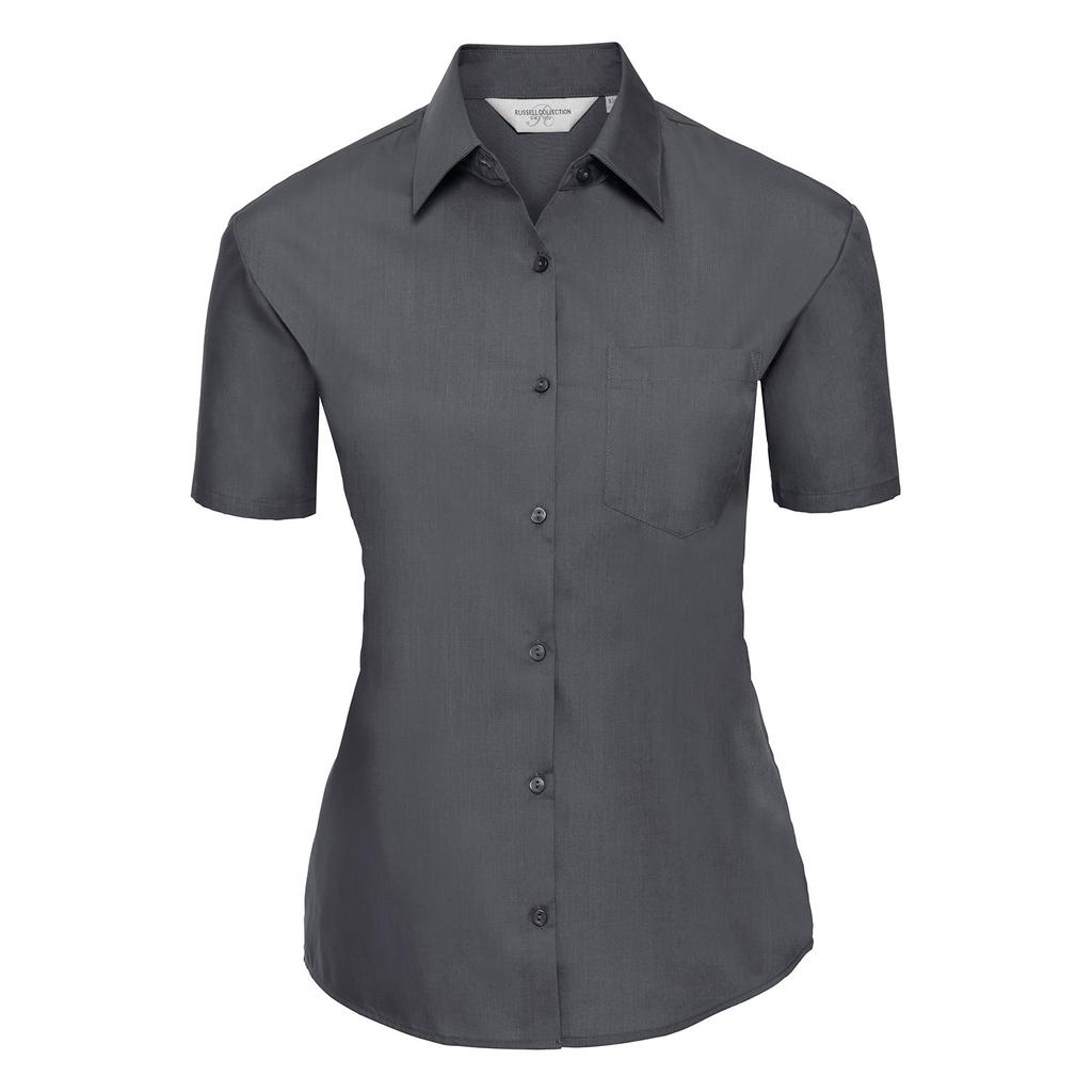 Russell Collection Womens/Ladies Poplin Easy-Care Short-Sleeved Shirt