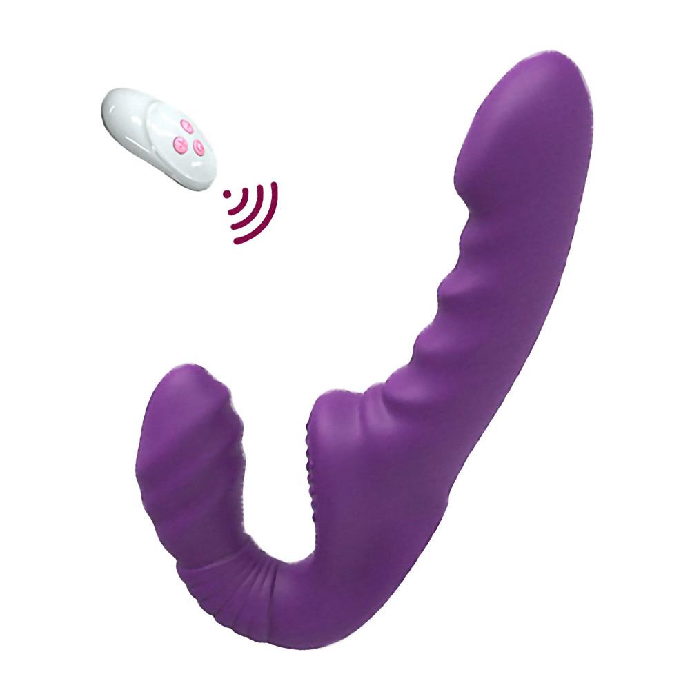 Strapless Strap-on Dildo Vibrator with Remote Control for Women Lesbian Couples G-Spot Double-Ended Adult Sex Toys with 10 Modes