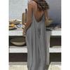 Women Spaghetti Strap Maxi Dress, Deep Backless Tie Back Loose Flowy Nightgown, Lightweight Textured Linen Casual Lounge Dress for Home Beach Vacation