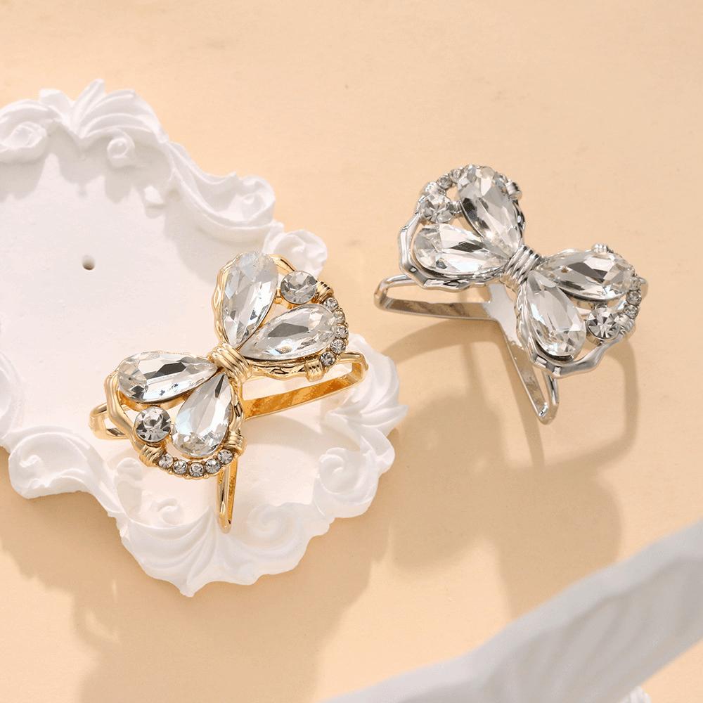 2pcs Fixed Decorative Bowknot Scarf Buckle Alloy Scarf Clips Minimalist Wave Scarf Ring for Women