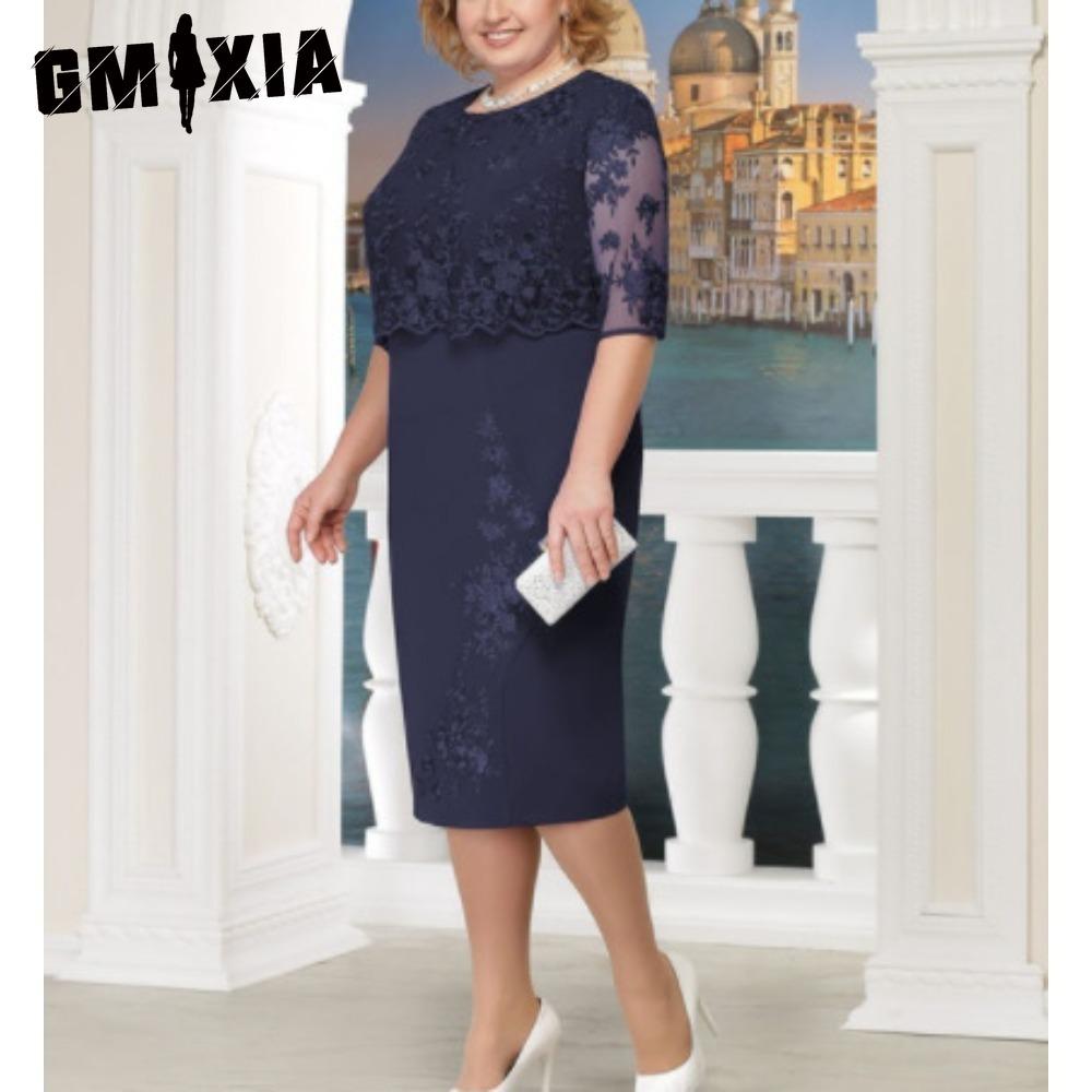 

GMXIA S-5XL Жіночі Модні Літні Весняні Однотонні Сукні з Принтом, з Коротким Рукавом та О-подібним Вирізом, Повсякденні XXXXXL темно-синього кольору