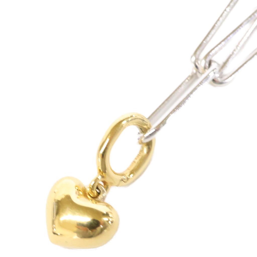 ete [Excellent Condition] 925 Catchy Heart Charm Figaro Chain Necklace Yellow gold / SilverUsed
