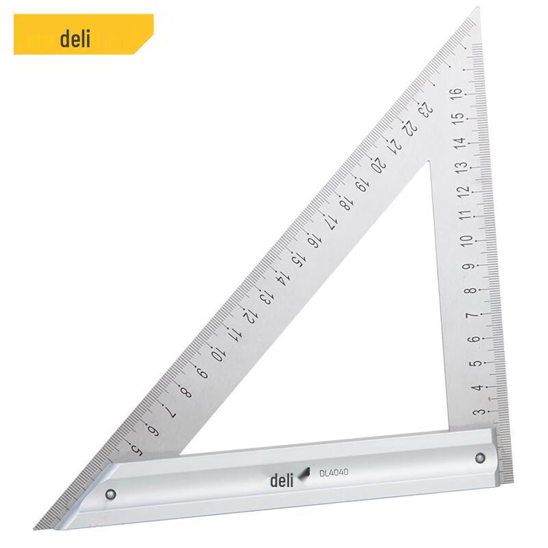 Deli 45-Degree Stainless Steel Triangle Ruler