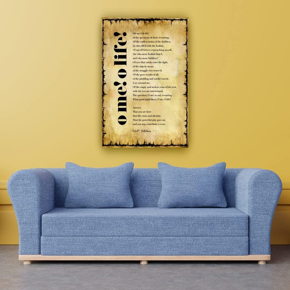 O Me! O Life! Poem Wall Art Walt Whitman Quotes Posters for Home Artwork for Kitchen Painting Prints on Canvas Decorations Printing Pictures Giclee