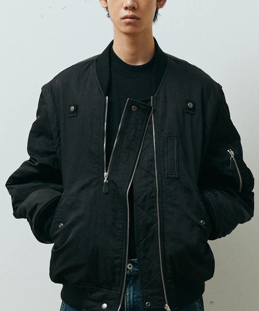 Publicifure Washed Nylon Ma1 Bomber Jacket_Black