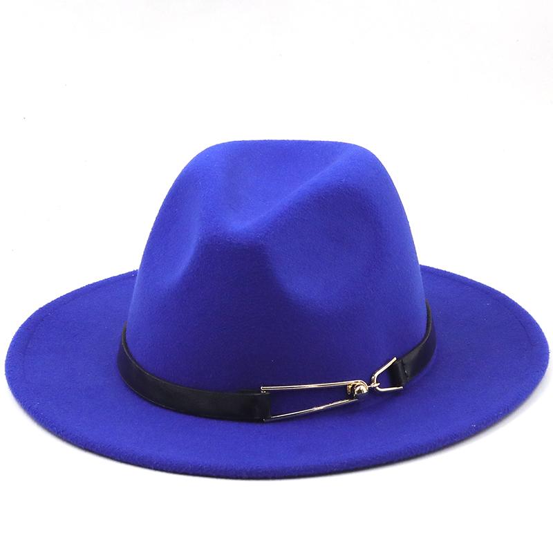 

Простой простой церковный цилиндр с широкими полями, панама, однотонная фетровая шляпа-федора для мужчин и женщин, джазовая кепка из смеси искусственной шерсти 56-58CM