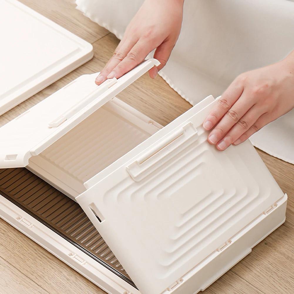 1/2/3/4/5/6 Tier Plastic 23QT Stackable Storage Container with Wheel Magnetic Door Foldable Storage Box for Living Room Dorm