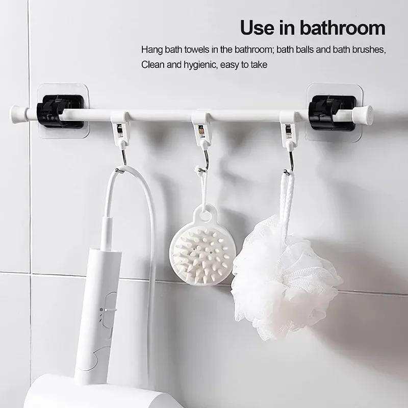 Self Adhesive Curtain Rod Bracket Punch-free Adjustable Curtain Bracket Clamp Hook Household Fixed Clip Hanging Holder