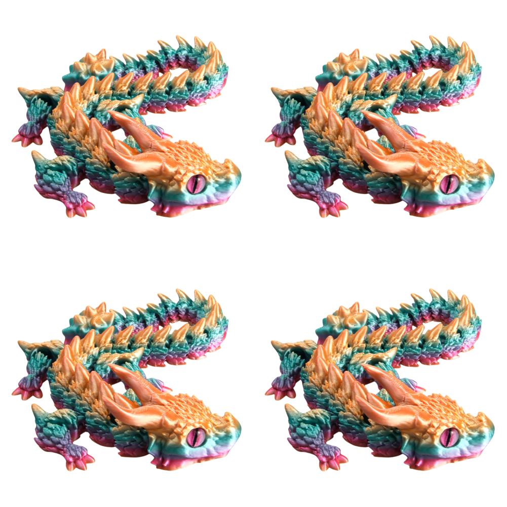 3D Printed Articulated Simulation Dragon Toy Poseable Dragon Ornament (Rainbow)
