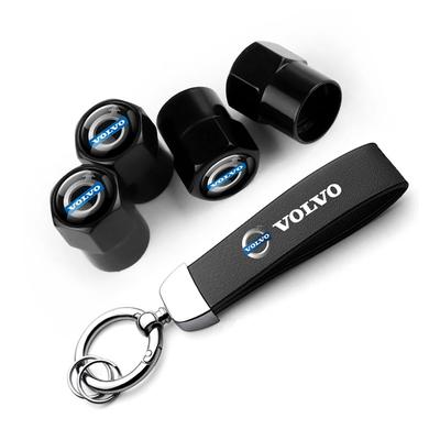 Premium Metal Tire Valve Covers Leather Keychain Compatible S60 S90 V60 V90 Xc40 Xc60 Xc90 Ex30 Ex90 Es90 Em90