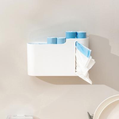 Garbage Bag Storage Box Wall Hanging Nail-Free Installation Large Capacity Dust-Proof Closed Box Side Access Design Kitchen Bathroom Storage Organizer
