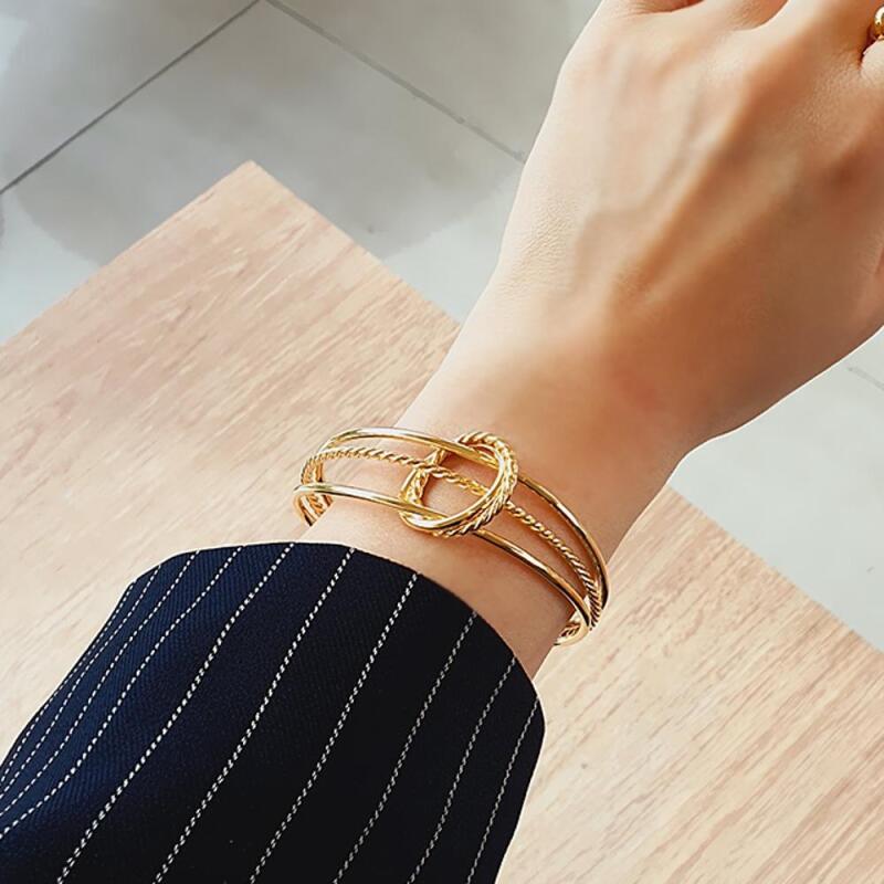 

Women s 15K Fashion Bangle Twisted Silver Fashion Bracelet A20507_Gold