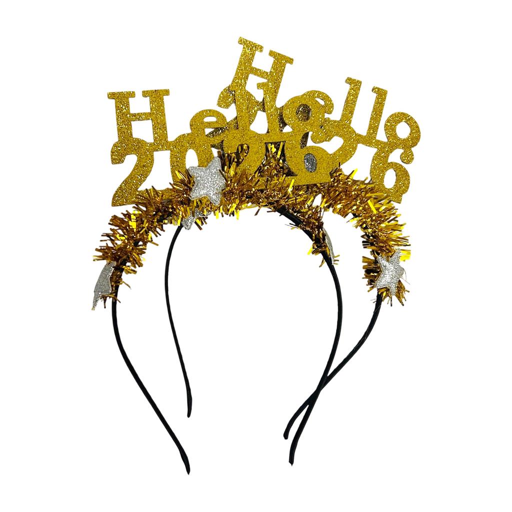 Sparkling New Year Headband Hello 2026 Glitters Hairhoop For Holiday Celebration Parties Carnivals Costume Accessories