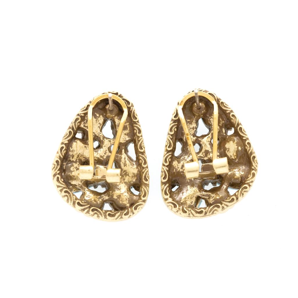 Qingdao Silver Needle, E-Commerce Retro Denim Style Turquoise Decorative Geometric Shape Earrings