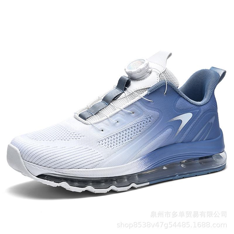 Extra Large Size Men's Rotating Button Full Palm Air Cushion Can Be Worn In All Seasons, Casual Shoes, Fly-woven Breathable Sports Running Shoes