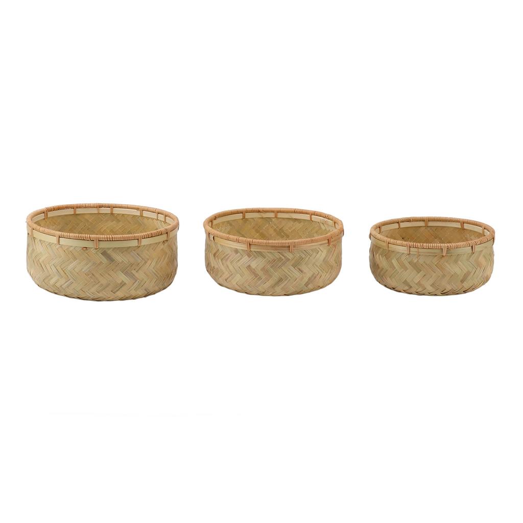 3PCS Woven Storage Bowls Large Capacity Exquisite Clear Grain Decorative Woven Serving Basket Bowl