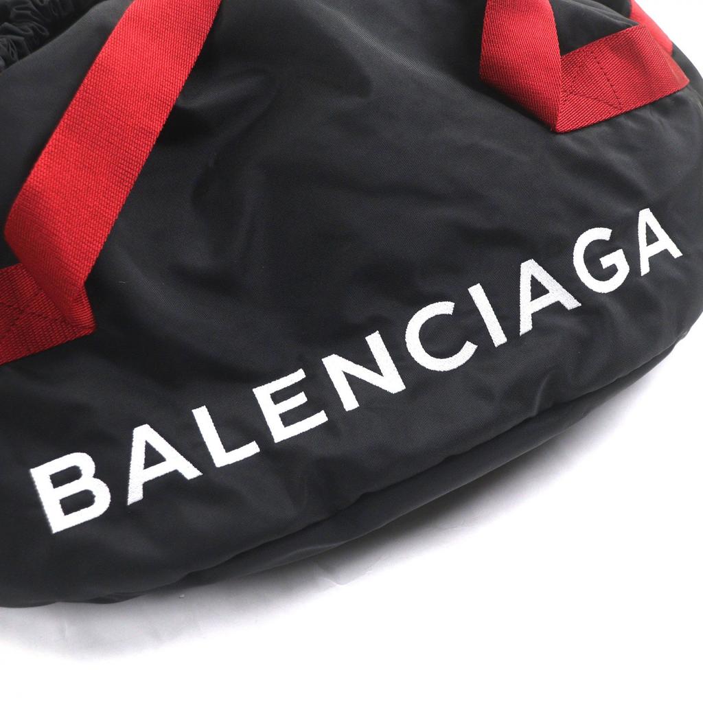 Great BALENCIAGA Boston bag wheel Black red Nylon mens 489941 Used
