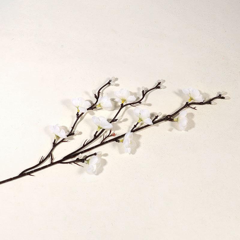1pcs Artificial Flowers White Plum Blossom Fake Wintersweet Long Stem Plastic Flowers Home Hotel Office Wedding Party Garden Decor