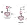 Zircon Pink Wing Key Heart Belly Button Ring and Butterfly Earrings Set