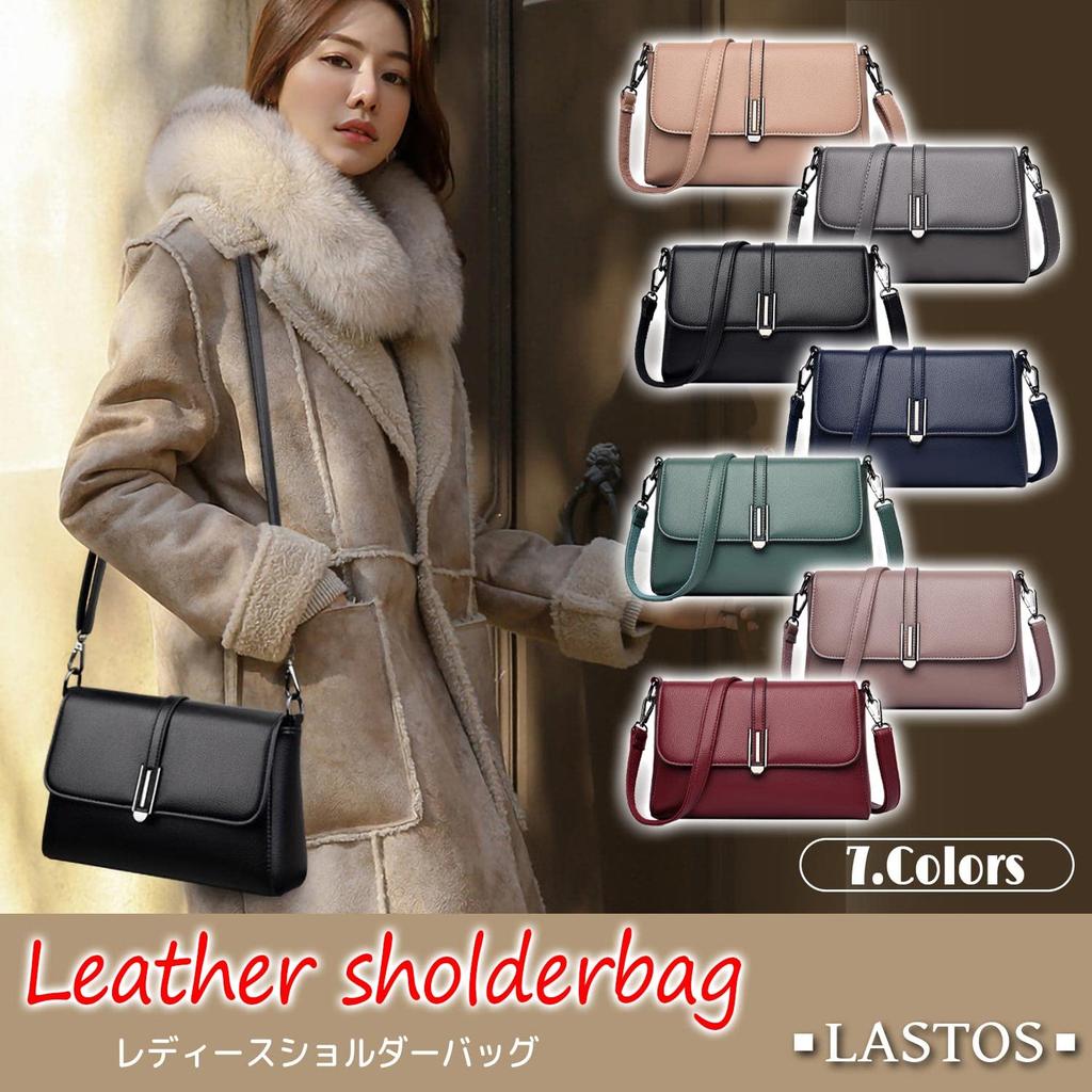 LASTOS Women's Shoulder Bag, Small, Crossbody Pochette, Lightweight Mini Bag, PU Leather (Black)