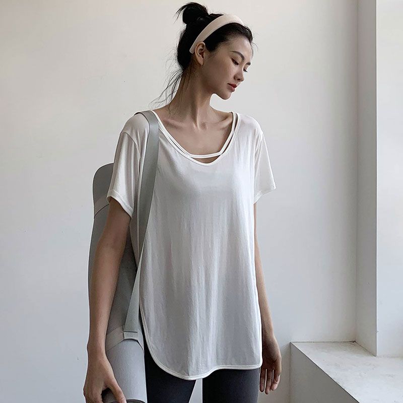 

Casual Outdoor Breathable Professional Training Yoga T-shirt White short sleeve M