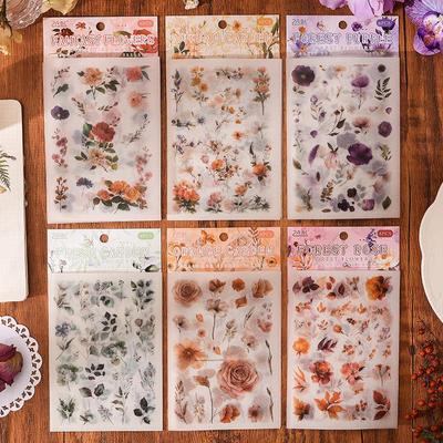 ZABC Cross-Cut Floral Theme Sticker Pack for Journals - Grass Flower Ballad Series