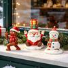 Vivid Christmas Collectibles for Display Resin Figurine, Cute Clay Style Santa Snowman Gingerbread Man Festive Home Accents Coffee Tables Statue,