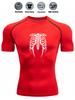 Men's Compression Shirt Quick Dry Gray Gym T-Shirt White Skeleton Rib Cage Print Workout Sportswear