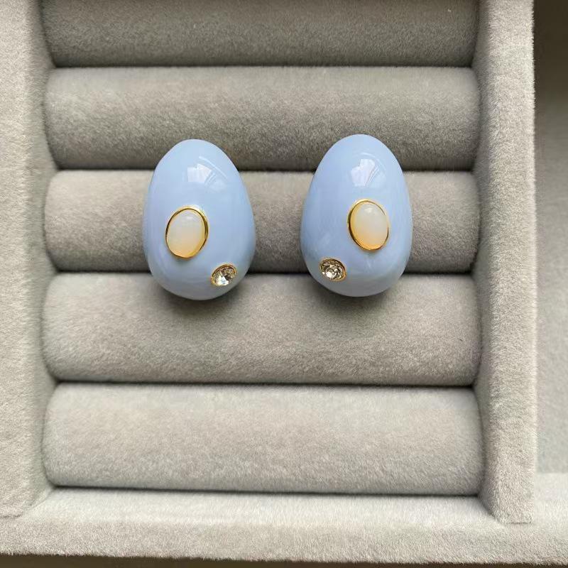 Французские эмалированные серьги-капли овальной формы в стиле Лиззи с ретро-дизайном и высококачественными жемчужными гвоздиками