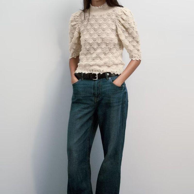 Za New Fall Women's Clothing 2025 Fashion Wind French Style Design Fashion Romantic Rib Knitwear 3991102