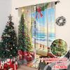2pcs 2D flat printing Merry Christmas Curtain Christmas Tree Beach Durable 100% Polyester Fabric Without Electricity Family