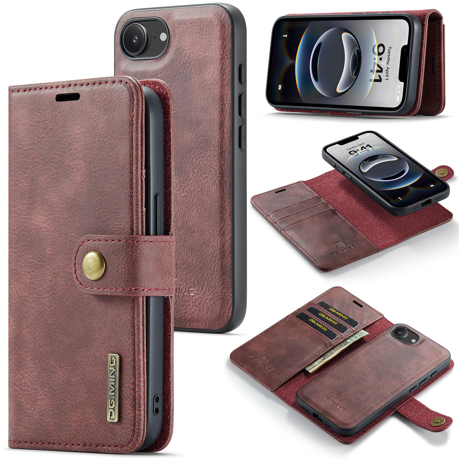 

DG.MING for iPhone 16e Case Detachable Split Leather Phone Cover D