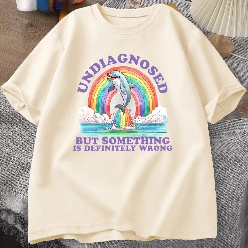 Undiagnosed But Something Is Definitely Wrong T-Shirt Vintage Women Clothes Summer Short Sleeve T Shirt Loose Tops