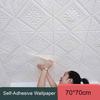 70*70cm 3D Thickened Self-Adhesive Wallpaper XPE Foam Bump-Proof Wall Covering for Roof Ceiling & Home Renovation Decoration