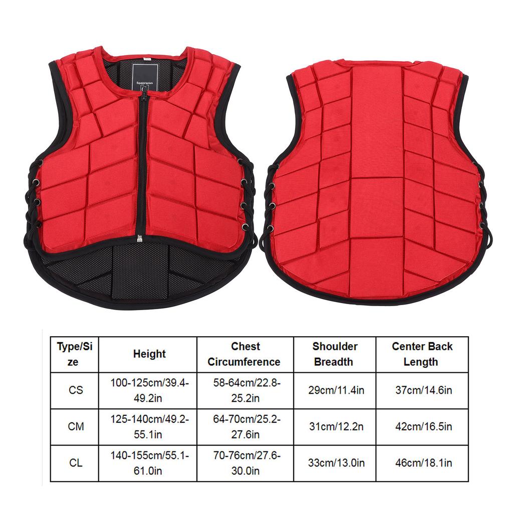 Gilet Equitazione Bambini Imbottito in Schiuma Sicurezza Protezione Equitazione Protezione Corpo RossoCM