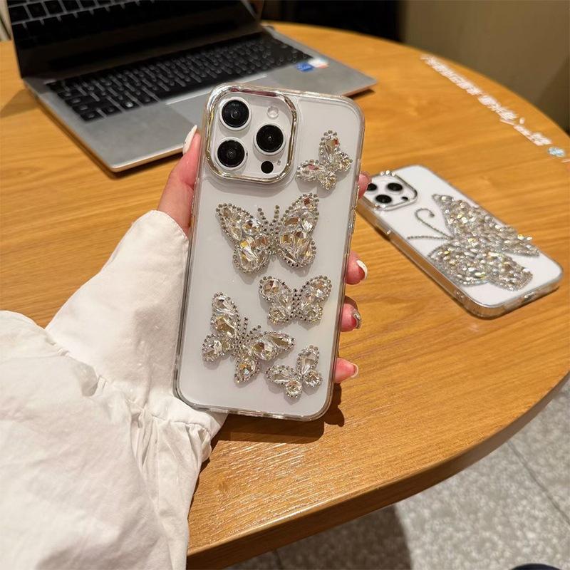 

Applicable Apple 17Pro rhinestone luxury three-dimensional butterfly mobile phone case Iphone16 creative 15 Internet celebrity fashion 14 iPhone 7/8/SE 2020