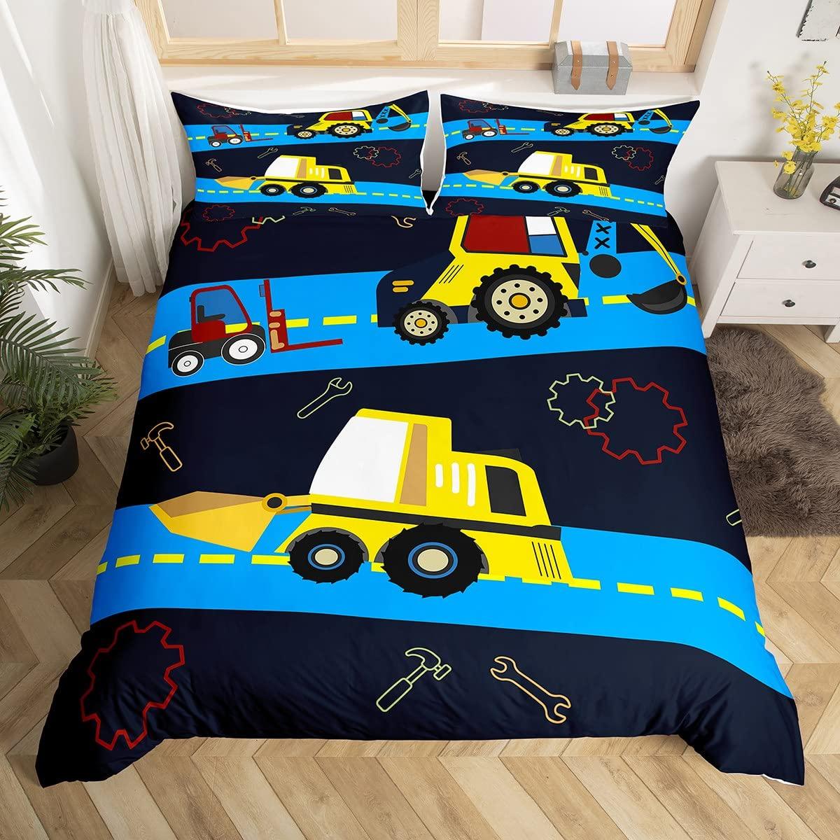 

Construction Duvet Cover Set For Kids Teens Queen Lightweight Quilt Covers Under Construction Vehicles Truck Tractor Bedding Set EU Single(135x200cm)