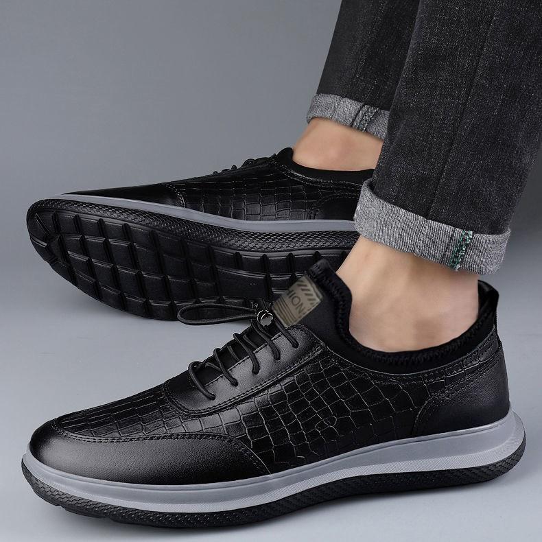Men's shoes men's casual leather shoes men's breathable shoes men's board shoes driving shoes Doudou shoes plaid casual leather shoes