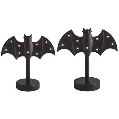 Bat-Shaped Candlestick with LED Twinkle Light Bat Candle Holder Halloween Candle Stick Holder Halloween Home Desktop Decoration