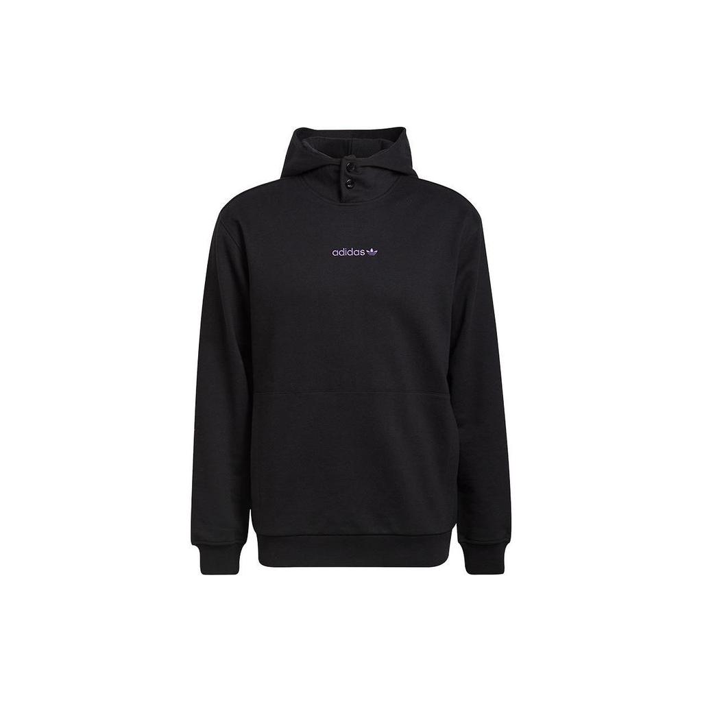 Adidas Sweat à capuche décontracté brodé logo Trèfle Originals Homme Hauts Noir HN0381