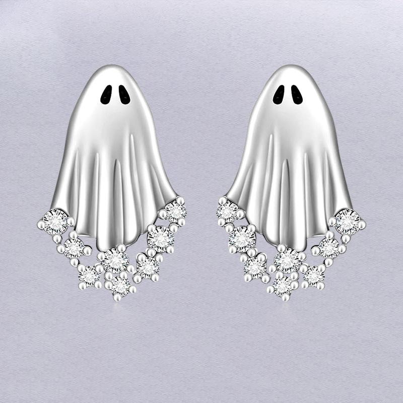 Halloween Horror Ghost Stud Earrings, European and American Halloween Ghost Ear Jewelry