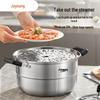 Joyoung 304 Stainless Steel Double-Layer Steamer Pot with High Arch Lid, 28cm