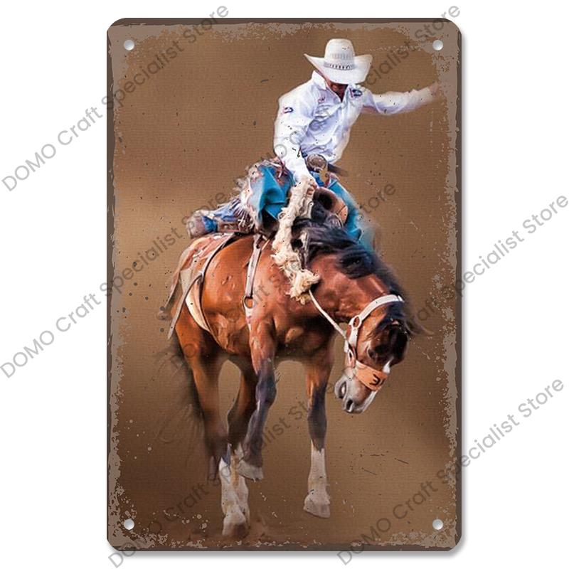 Western Cowboys Vintage Poster Metal Tin Signs Lone Ranger Horse Retro Metal Plate Wall Decor for Jockey Club Pub Man Cave
