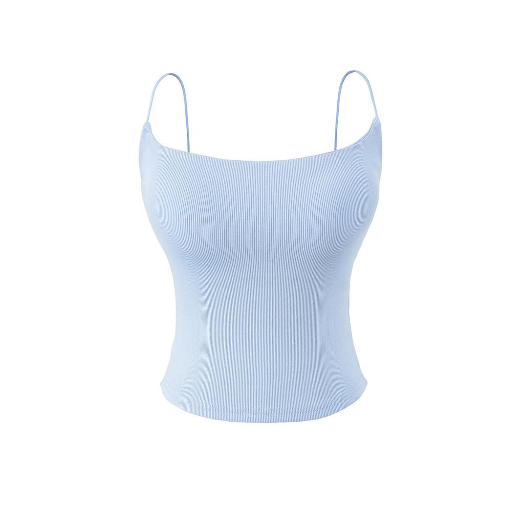 Seamless Padded Camisole with Elastic Straps, Sweat-Absorbent Cotton-Feel Lingerie Top, Versatile Multi-color Options