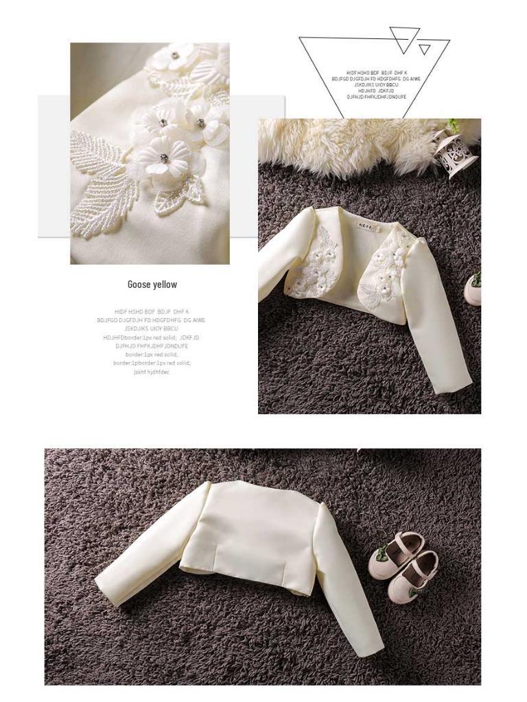 Dívčí večerní šaty s dlouhým rukávem, šál a sako pro družičku nebo princeznovský kostým